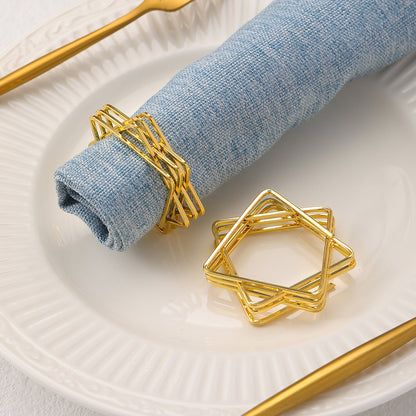 Geometric Star Napkin Rings - Hollow Metal Design