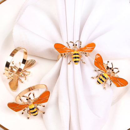 Insect-Themed Rhinestone Napkin Rings for Dining