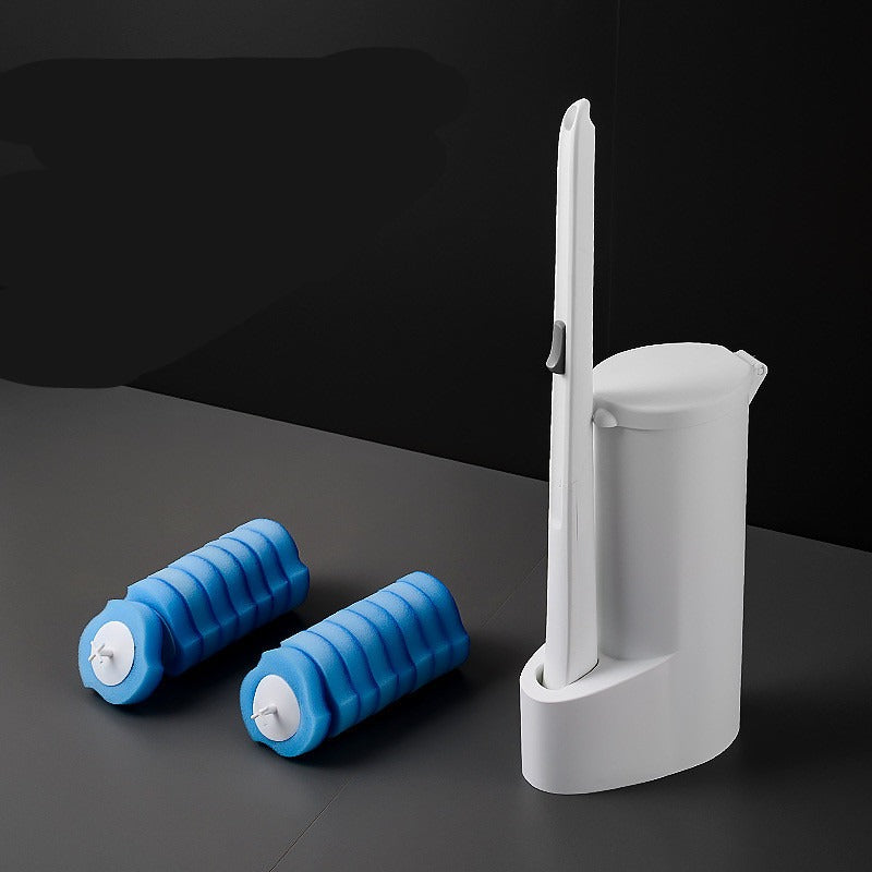 Disposable Toilet Brush with Sponge Heads & Holder