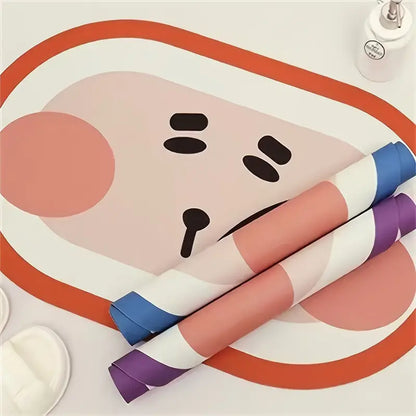 Cute Expression Diatom Mud Anti-Skid Bathroom Mat 15.75"x23.62"