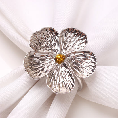 New White Floral Napkin Ring with Five Petals