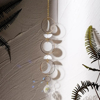 Moon Phase Crystal Suncatcher for Window Decor