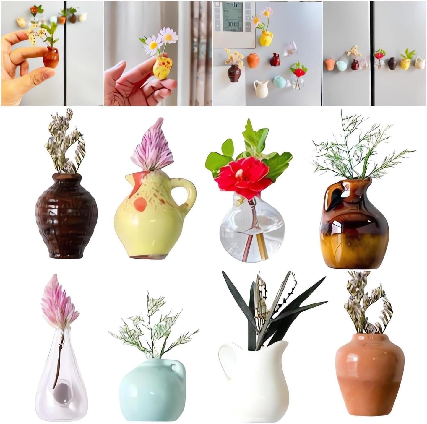 Mini Vase Refrigerator Magnets Set