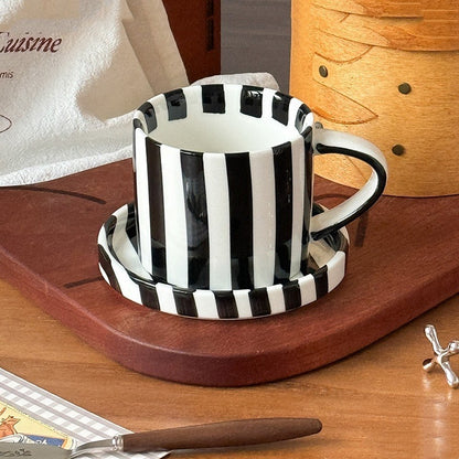 Minimalist European Ceramic Mug & Saucer Set