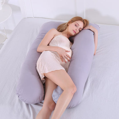U-Shaped Pure Cotton Maternity Pillow in Solid Color