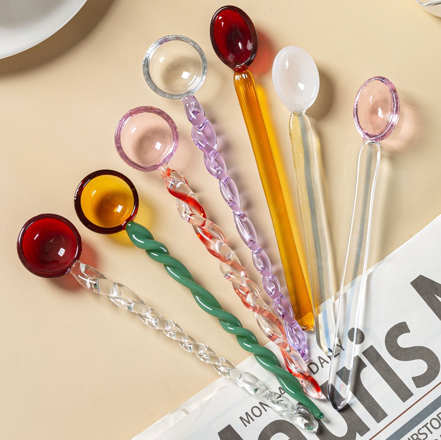 Cute Colored Glass Stirring Spoon