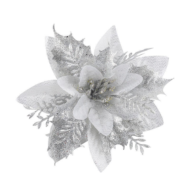15CM Christmas Gold Glitter Hollow 3D Flower DIY Decor
