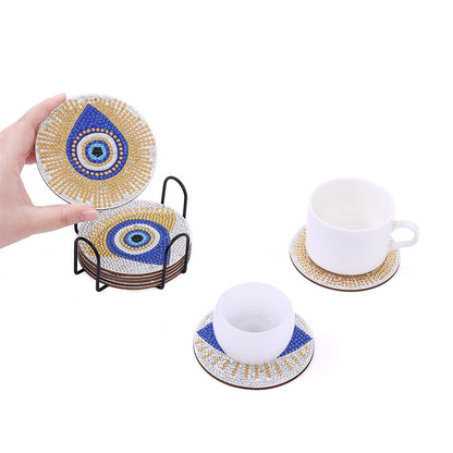 8-Piece Diamond Painting Coaster Set with Stand