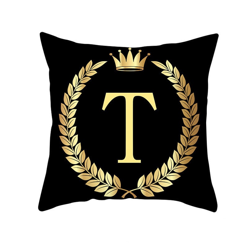 Custom Black Gold Letter Peach Skin Pillowcase Cushion