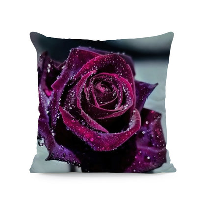 Flower Print Soft Square Pillow Cover