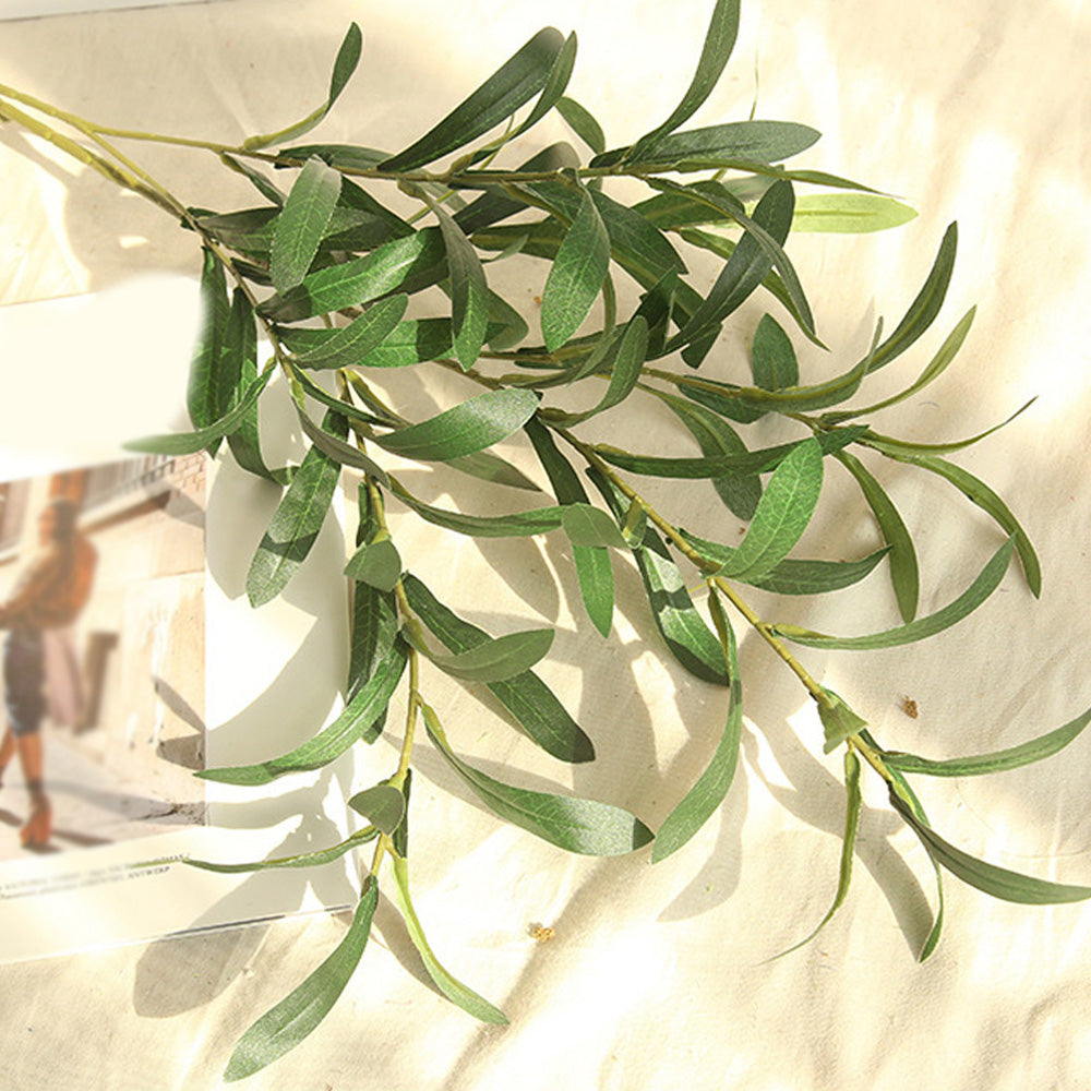 Single Olive Leaf Artificial Plant Branch Decor