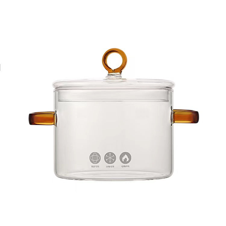 Glass Double-Handled Soup Pot with Electric Stove