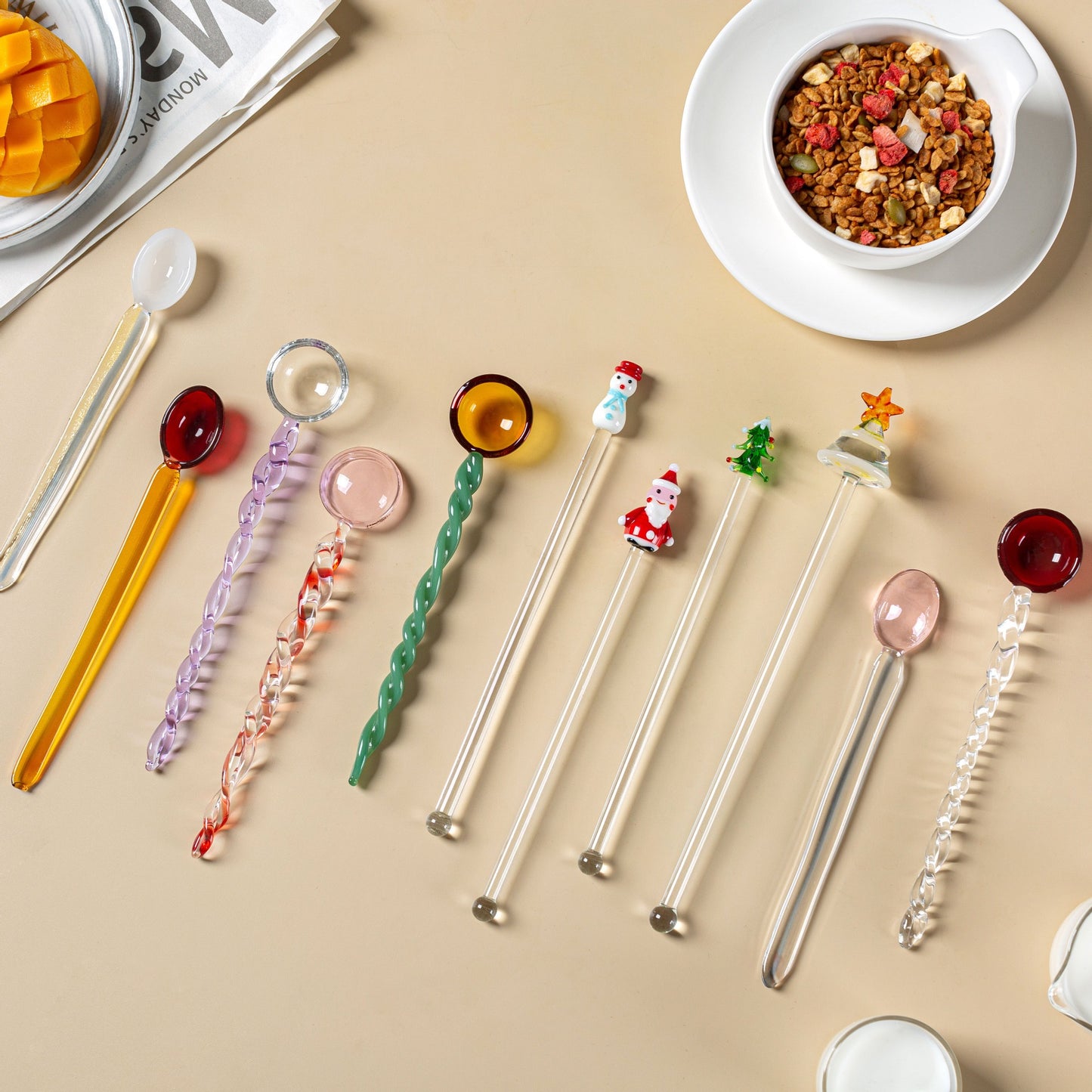 Cute Colored Glass Stirring Spoon