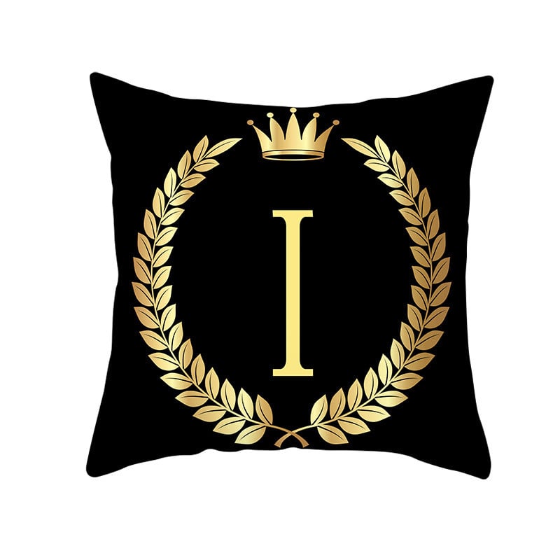 Custom Black Gold Letter Peach Skin Pillowcase Cushion