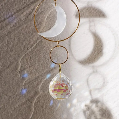 Moon Phase Crystal Suncatcher for Window Decor