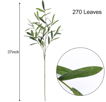 Single Olive Leaf Artificial Plant Branch Decor