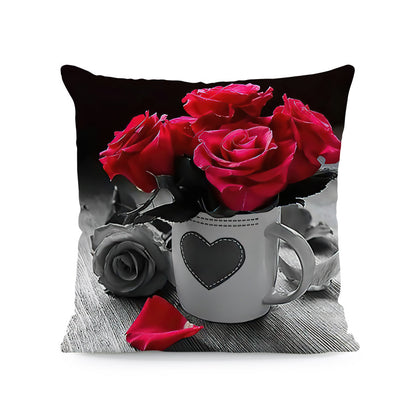 Flower Print Soft Square Pillow Cover