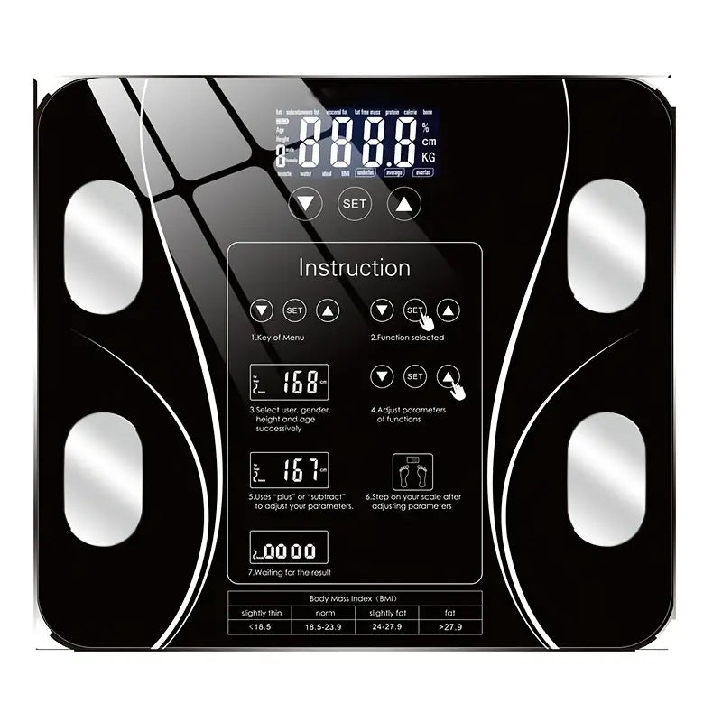Electronic Smart Weight and Fat Scale with LCD Display