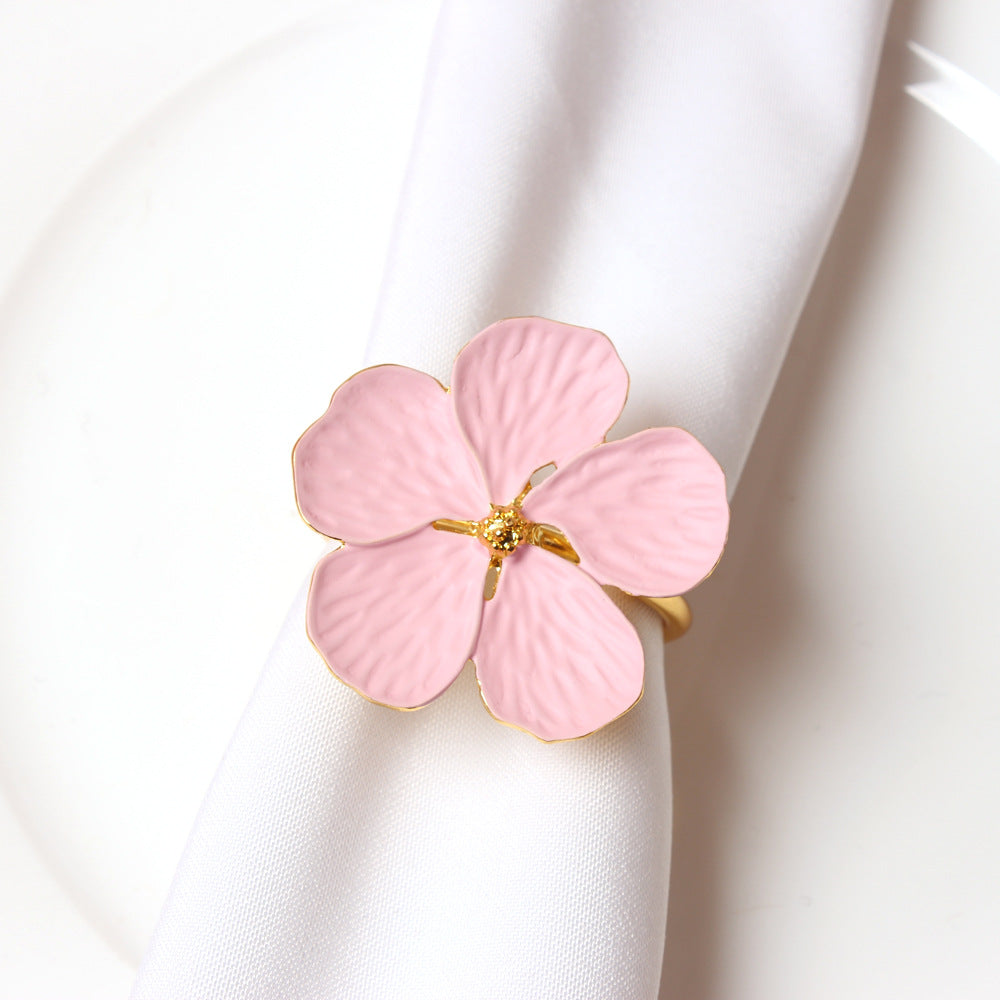 New White Floral Napkin Ring with Five Petals