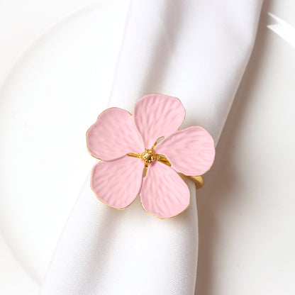 New White Floral Napkin Ring with Five Petals