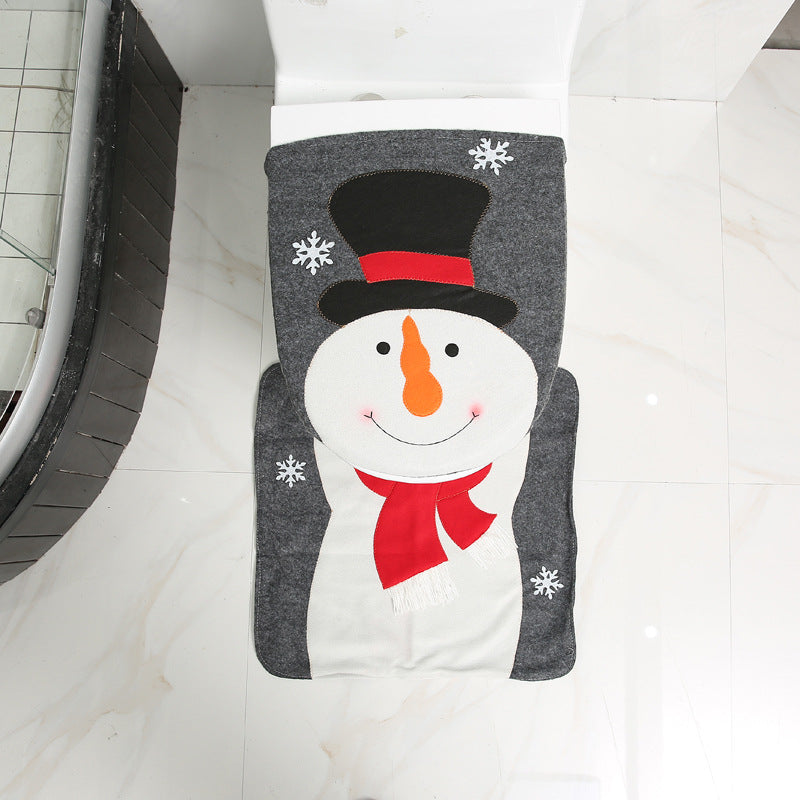 Waterproof Shower Curtain and Snowman Toilet Set