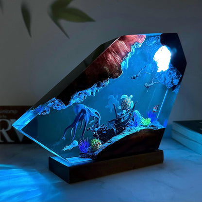Giant Octopus Diver Resin Lamp