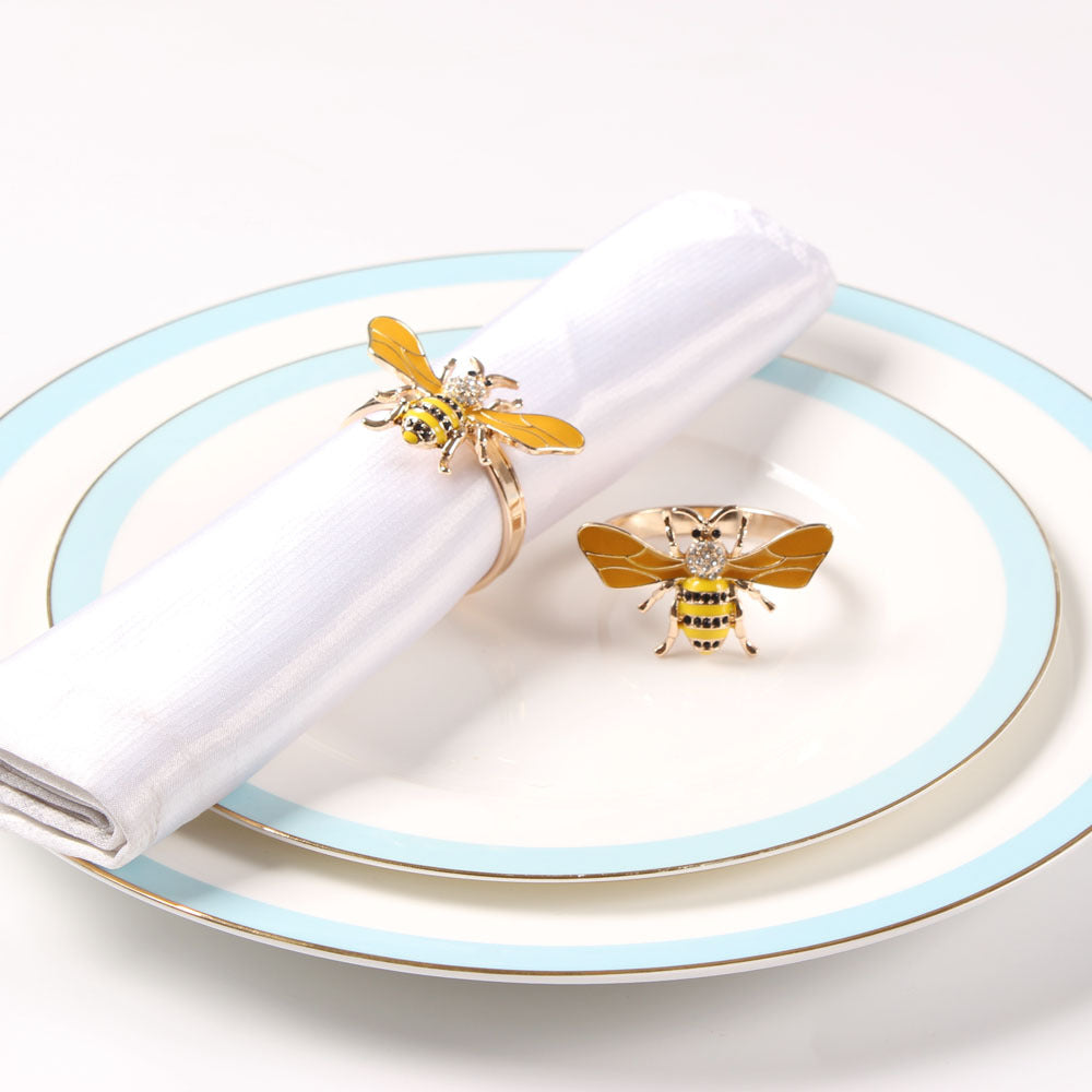 Insect-Themed Rhinestone Napkin Rings for Dining