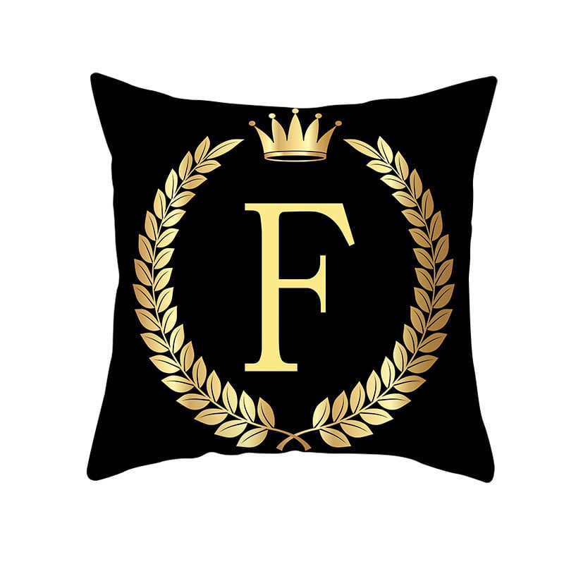 Custom Black Gold Letter Peach Skin Pillowcase Cushion