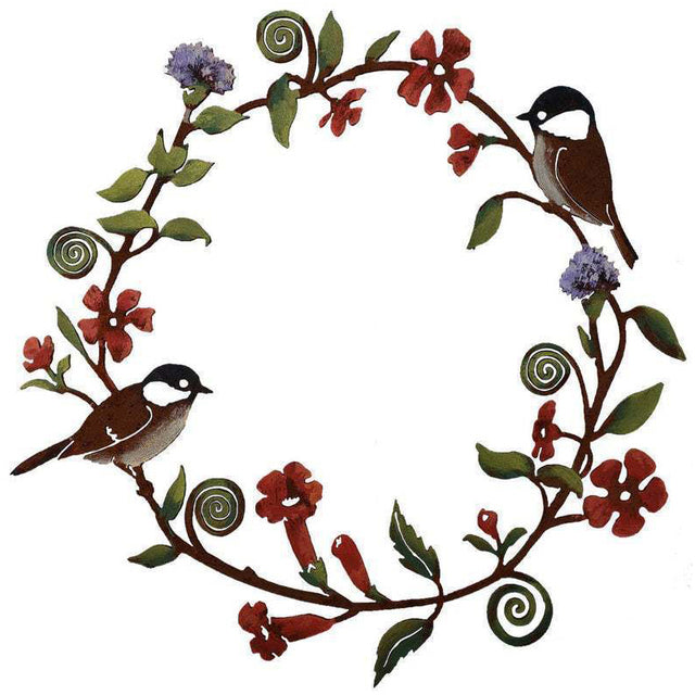 Metal Bird and Flower Garland for Outdoor Decor