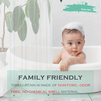 Clear PEVA Shower Curtain with Hooks and Magnets (1pc)