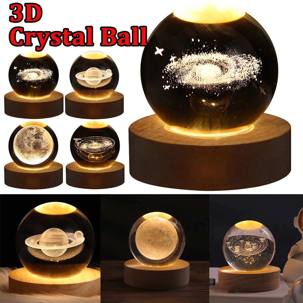 LED Galaxy Crystal Ball Night Light