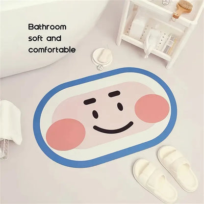 Cute Expression Diatom Mud Anti-Skid Bathroom Mat 15.75"x23.62"