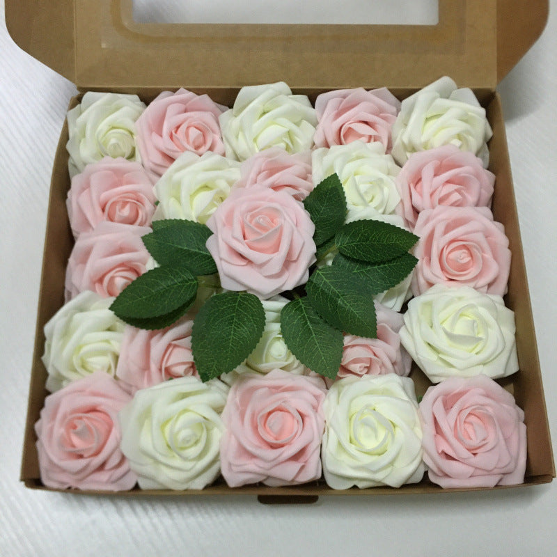 Colorful Foam PE Rose Flowers with Stem and Leaves (25 pcs)