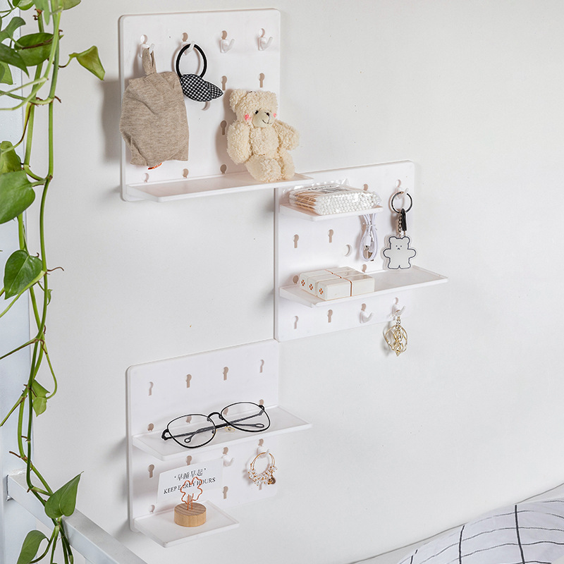 Adhesive Plastic Pegboard Wall Organizer – No-Drill Partition Storage Rack
