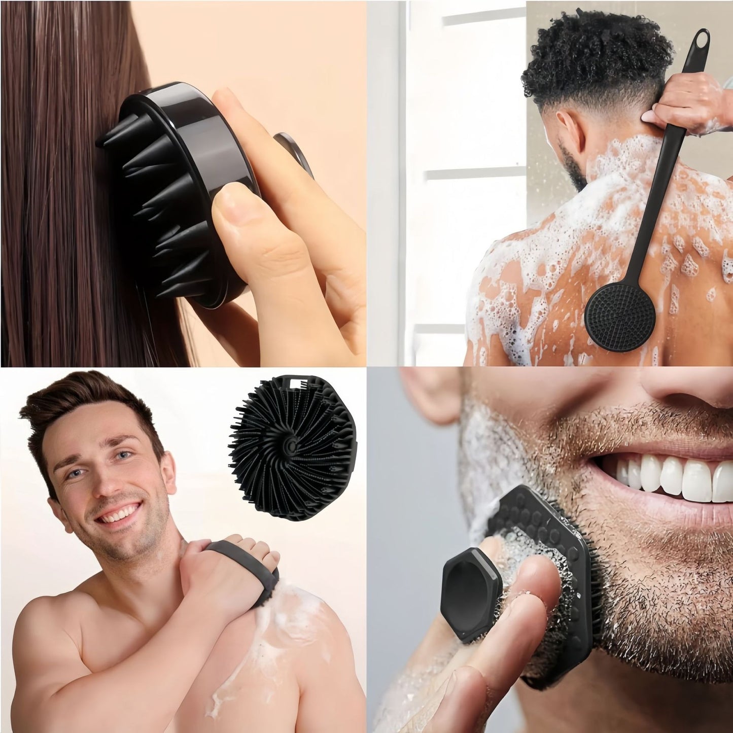 Silicone Bath Brush 4-Piece Set