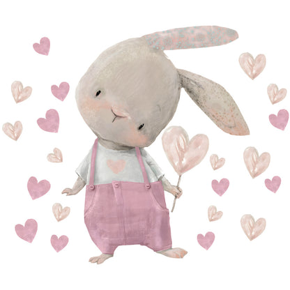 Kawaii Bunny Hearts Wall Stickers for Kids' Rooms