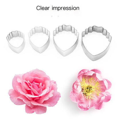 Stainless Steel Peony Cookie Cutter and Silicone Molds Set