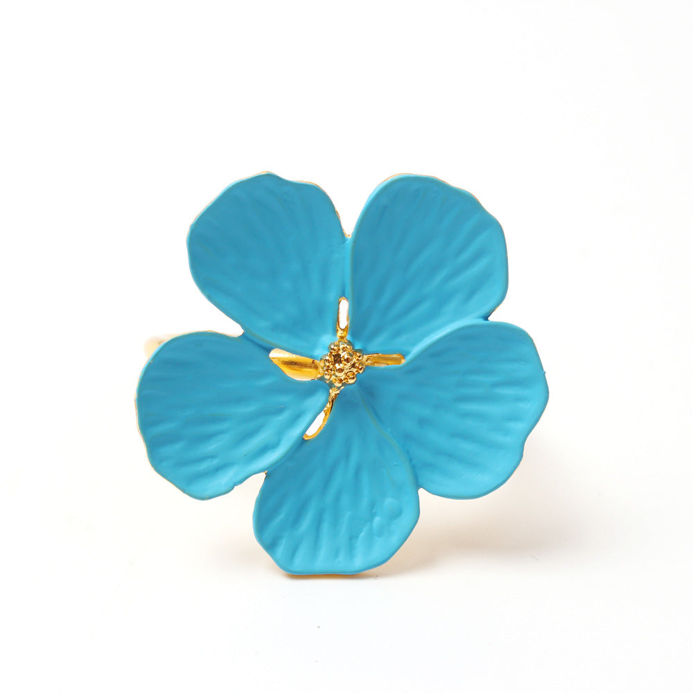New White Floral Napkin Ring with Five Petals