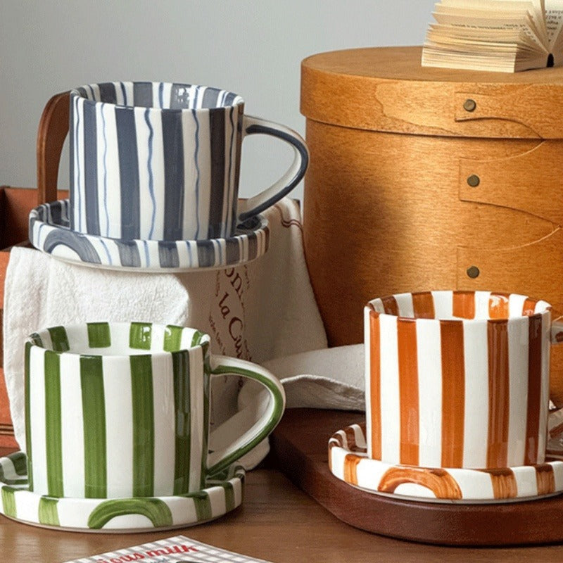 Minimalist European Ceramic Mug & Saucer Set
