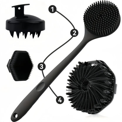 Silicone Bath Brush 4-Piece Set