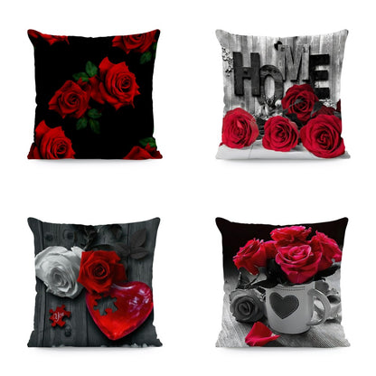 Flower Print Soft Square Pillow Cover