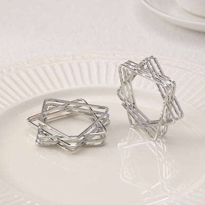 Geometric Star Napkin Rings - Hollow Metal Design