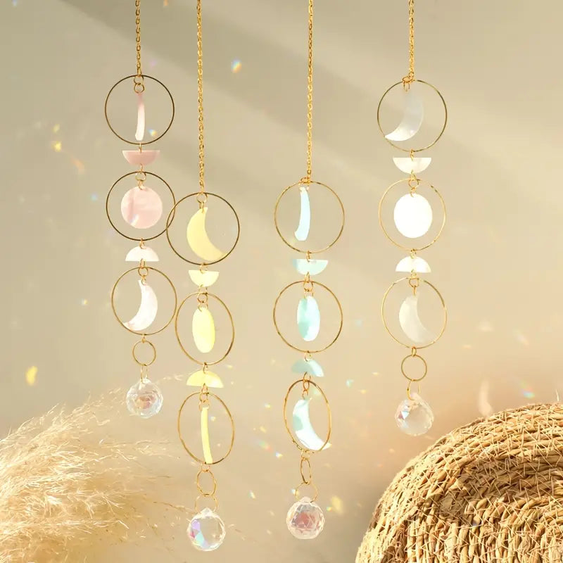 Moon Phase Crystal Suncatcher for Window Decor