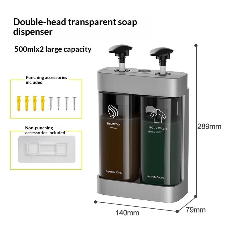 Wall-Mount Clear Soap Dispenser (2/3 Chambers)