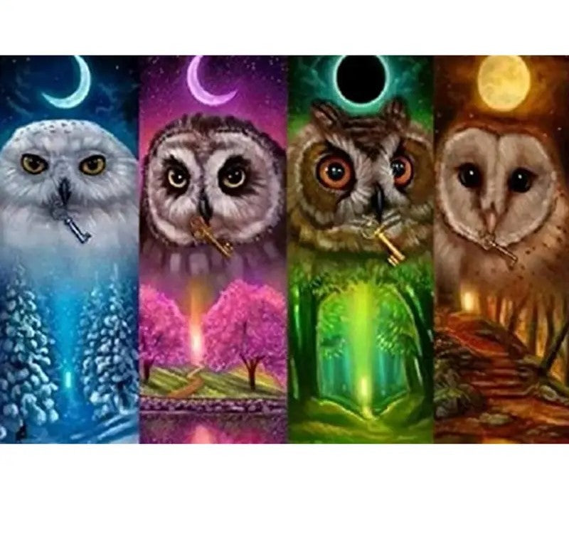 5D Color Moon Owl DIY Rhinestone Painting Kit (1pc)
