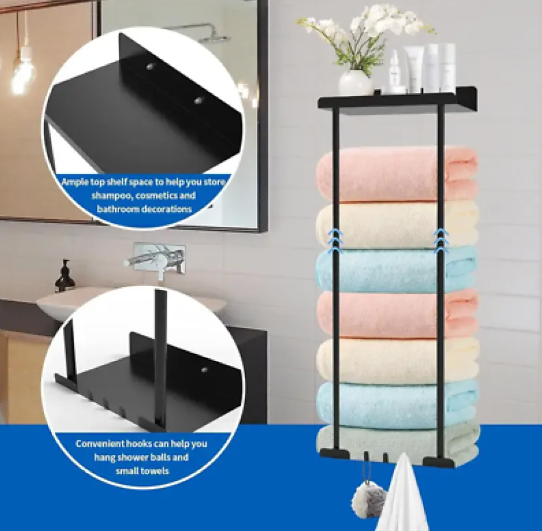 Black & Grey Wall Mounted Bathroom Storage Rack