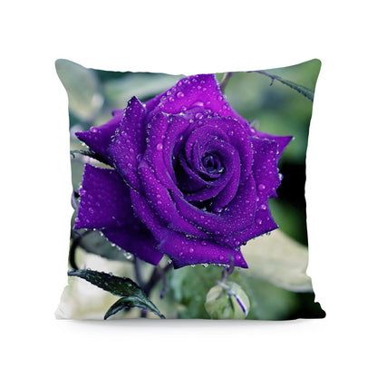 Flower Print Soft Square Pillow Cover