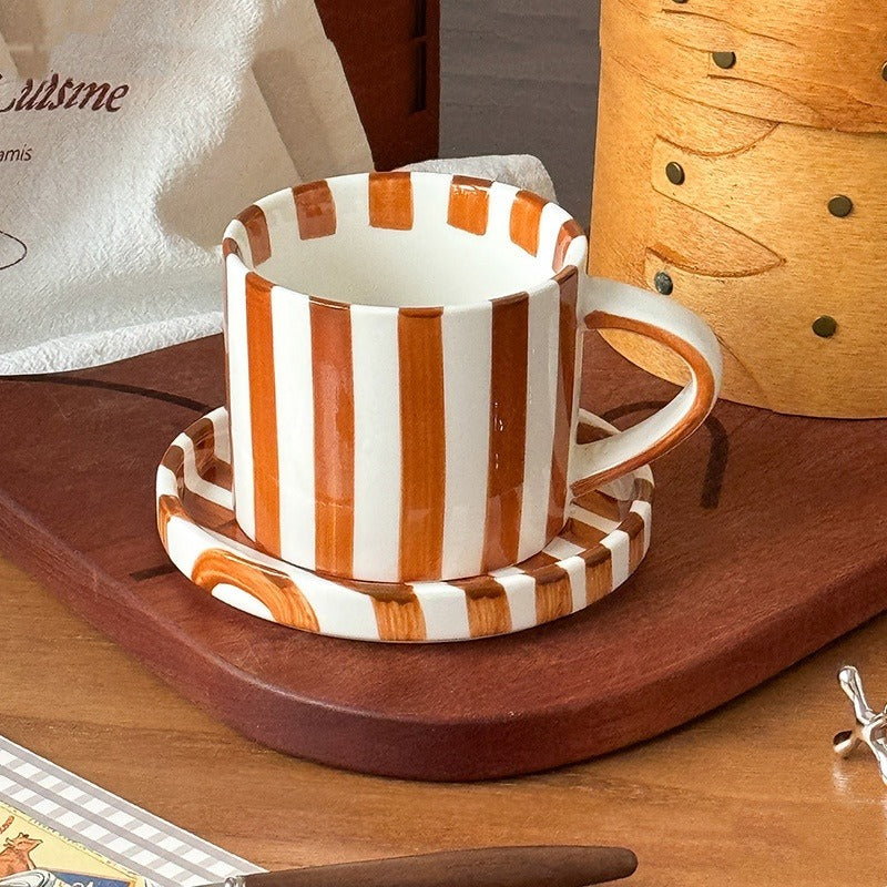 Minimalist European Ceramic Mug & Saucer Set