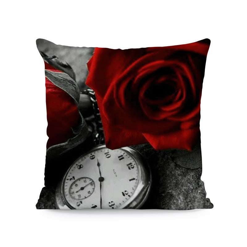 Flower Print Soft Square Pillow Cover