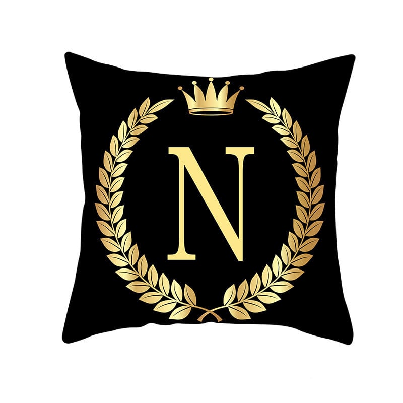 Custom Black Gold Letter Peach Skin Pillowcase Cushion